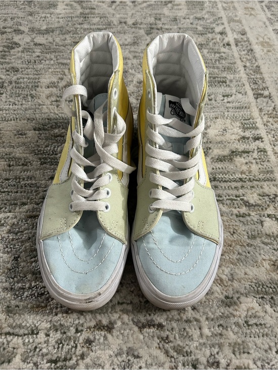 Vans Shoes - Vans Women's High-Top Sneakers in Light Blue, Pale Yellow & Cream
